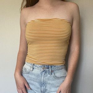 American Eagle yellow and white striped tube top
